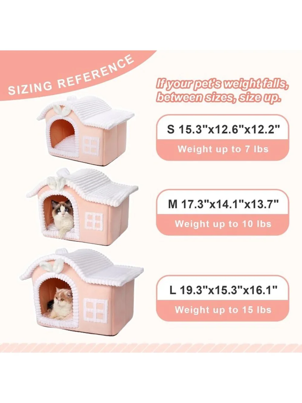 New Pink Cat House with Chimney, Cute Indoor Pet House for Cats 3-10 lbs